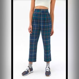 Urban Outfitters Paige Pleated Cropped Straight Leg Trouser Pant